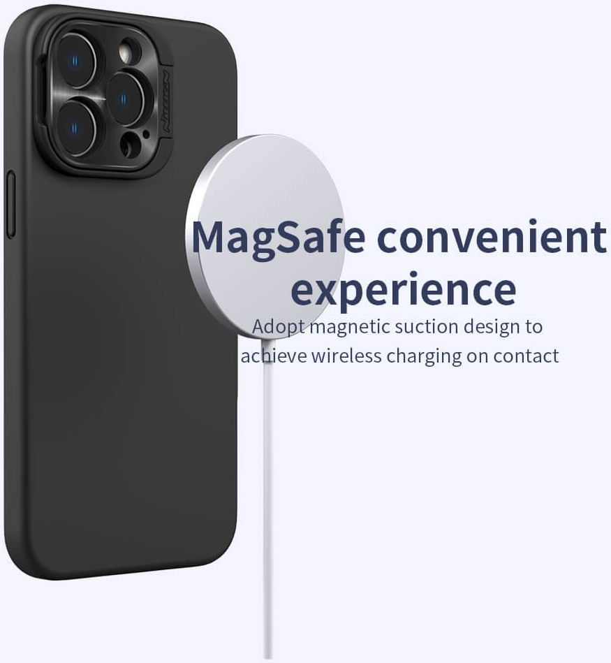 Nillkin Lens Wing iPhone 14 Pro Hoesje Siliconen met MagSafe Blauw afbeelding 3