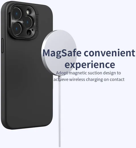 Nillkin Lens Wing iPhone 14 Pro Hoesje Siliconen met MagSafe Blauw afbeelding 3