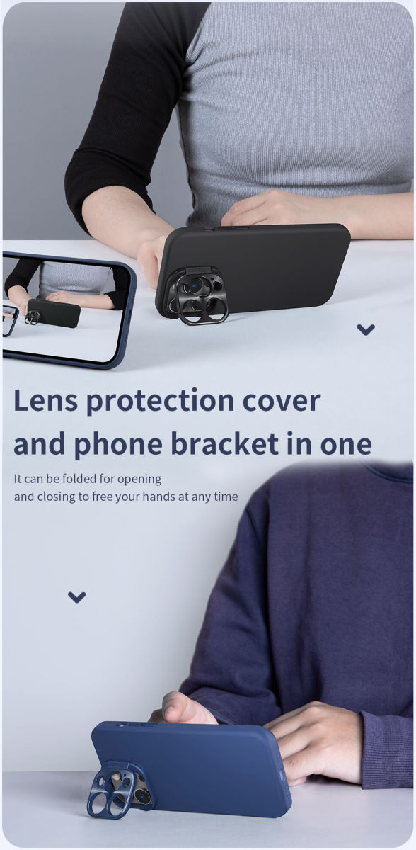Nillkin Lens Wing iPhone 14 Pro Hoesje Siliconen met MagSafe Blauw afbeelding 4