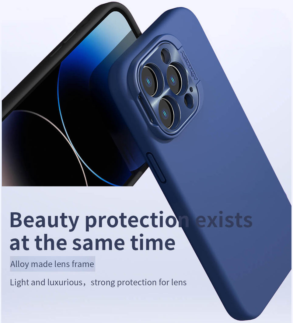 Nillkin Lens Wing iPhone 14 Pro Hoesje Siliconen met MagSafe Blauw afbeelding 7
