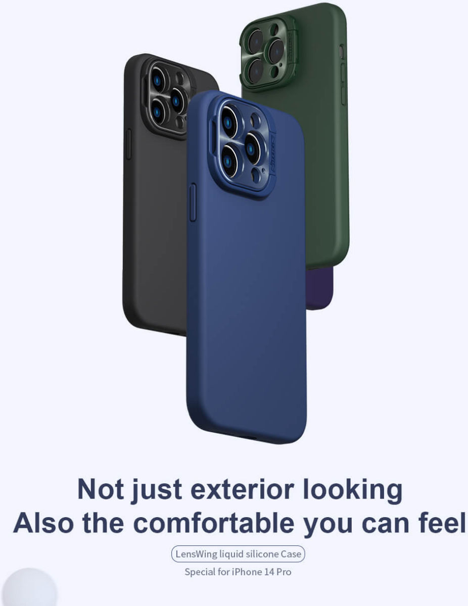 Nillkin Lens Wing iPhone 14 Pro Hoesje Siliconen met MagSafe Blauw afbeelding 9