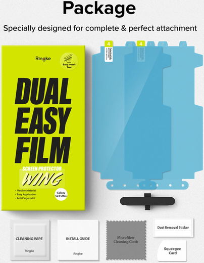 Ringke Dual Easy Film Samsung Galaxy S23 Ultra Screen Protector 2-Pack afbeelding 12
