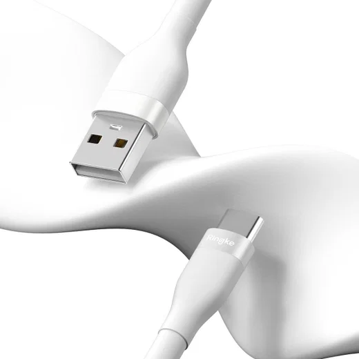 Ringke Pastel 2.4A USB 2.0 naar USB-C Snellaad Kabel 12W 2 Meter Wit afbeelding 2