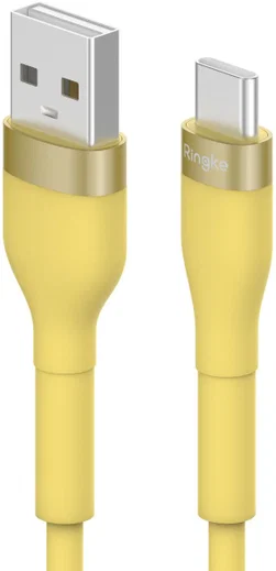 Ringke Pastel 2.4A USB 2.0 naar USB-C Snellaad Kabel 12W 2 Meter Geel afbeelding 1