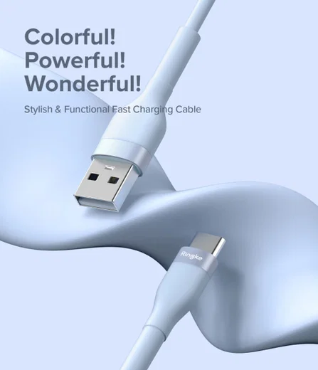 Ringke Pastel 2.4A USB 2.0 naar USB-C Snellaad Kabel 12W 2 Meter Geel afbeelding 10