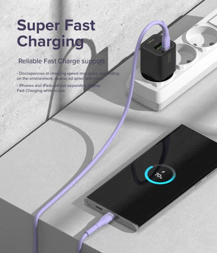 Ringke Pastel 3A USB-C Snellaad Kabel PD 3.0 en QC 3.0 60W 1.2M Zwart afbeelding 4