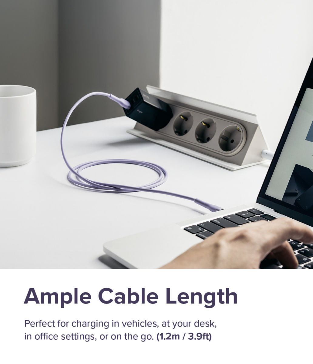 Ringke Pastel 3A USB-C Snellaad Kabel PD 3.0 en QC 3.0 60W 1.2M Zwart afbeelding 5