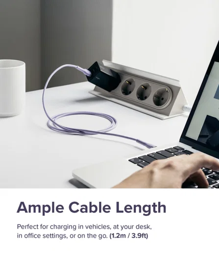 Ringke Pastel 3A USB-C Snellaad Kabel PD 3.0 en QC 3.0 60W 1.2M Zwart afbeelding 5