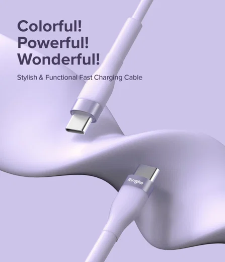 Ringke Pastel 3A USB-C Snellaad Kabel PD 3.0 en QC 3.0 60W 1.2M Zwart afbeelding 9