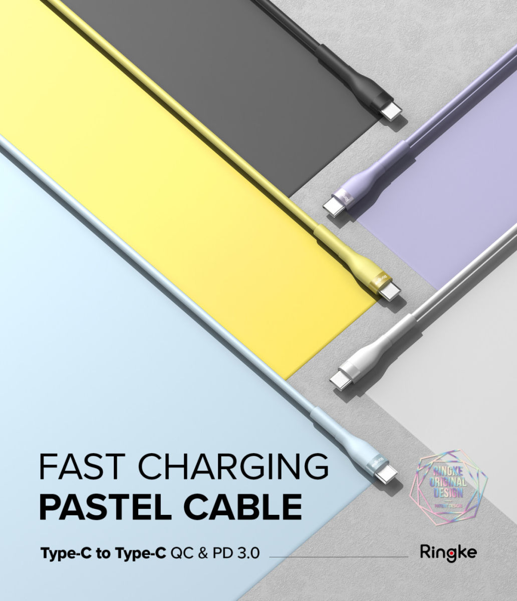 Ringke Pastel 3A USB-C Snellaad Kabel PD 3.0 en QC 3.0 60W 2M Paars afbeelding 11
