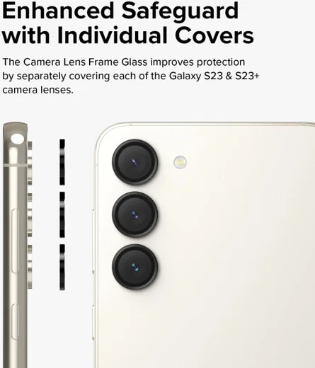 Ringke Frame Glass Samsung Galaxy S23 (Plus) Camera Protector Zwart afbeelding 3