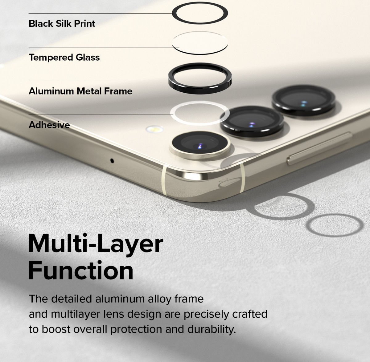 Ringke Frame Glass Samsung Galaxy S23 (Plus) Camera Protector Zwart afbeelding 4