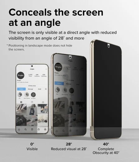 Ringke Samsung Galaxy S23 Plus Screen Protector Privacy Tempered Glass afbeelding 5