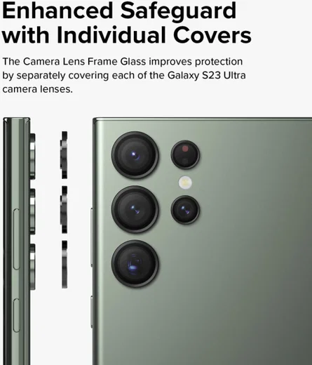 Ringke Frame Glass Samsung Galaxy S23 Ultra Camera Protector Zwart afbeelding 3