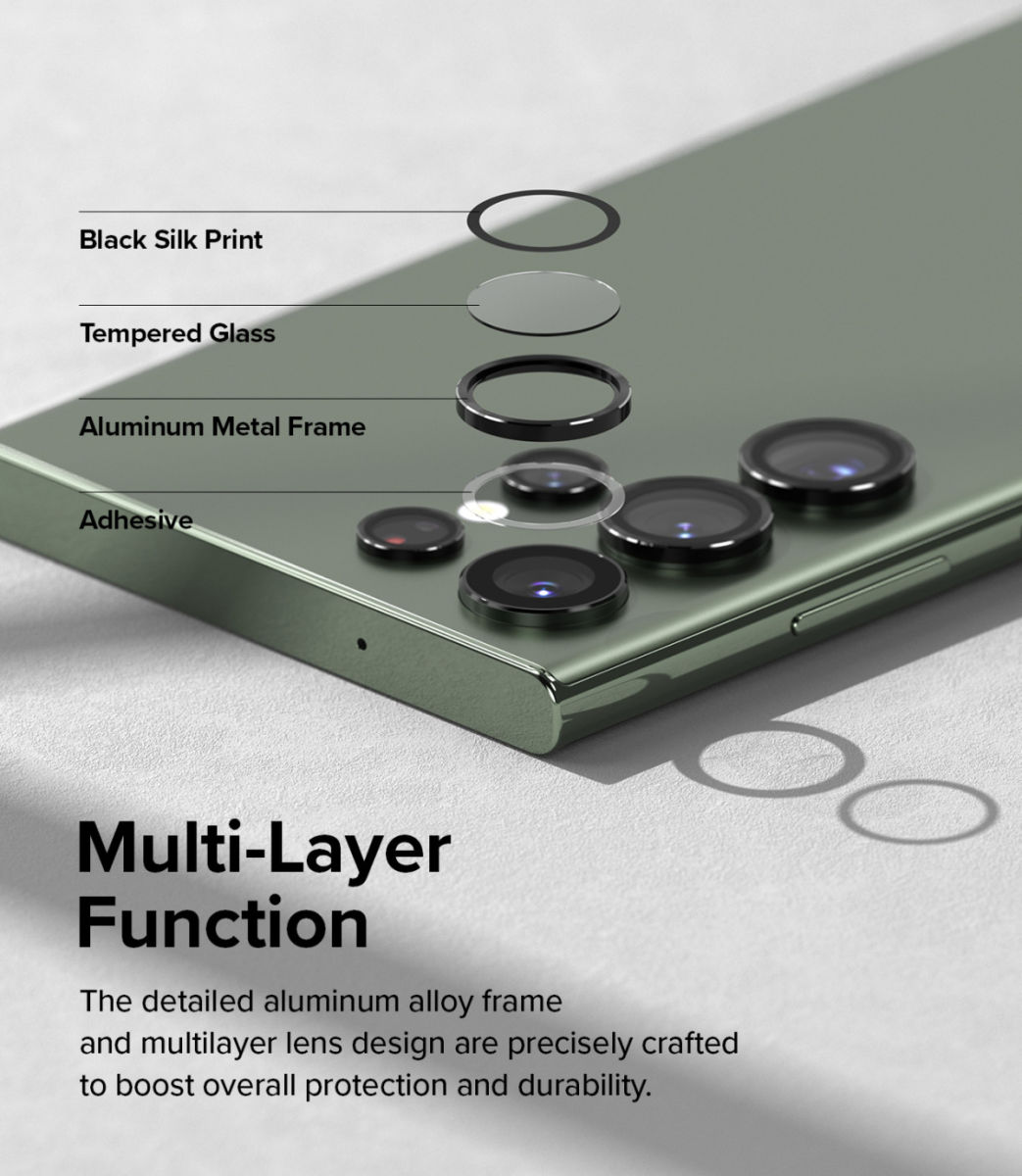 Ringke Frame Glass Samsung Galaxy S23 Ultra Camera Protector Zwart afbeelding 4