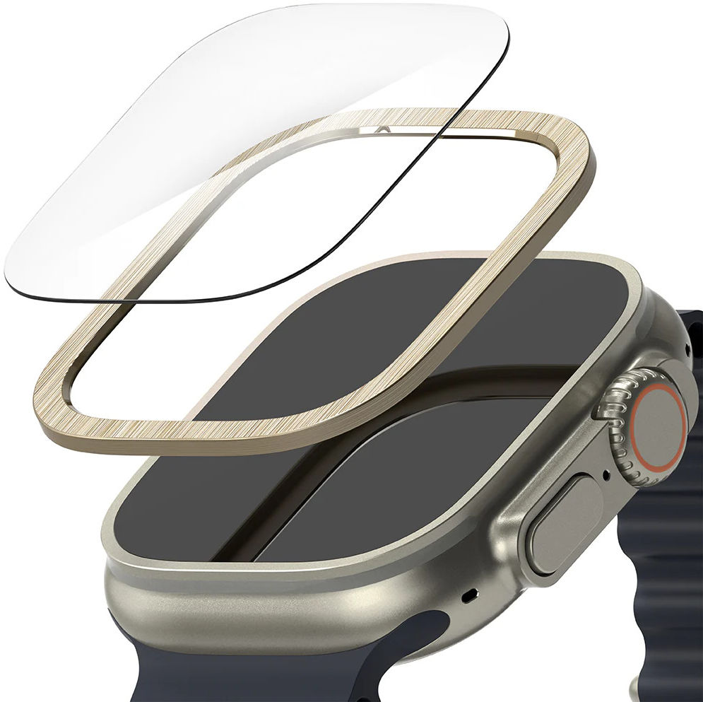 Ringke - Apple Watch Ultra/Ultra 2 Bezel Styling Goud + Tempered Glass afbeelding 1
