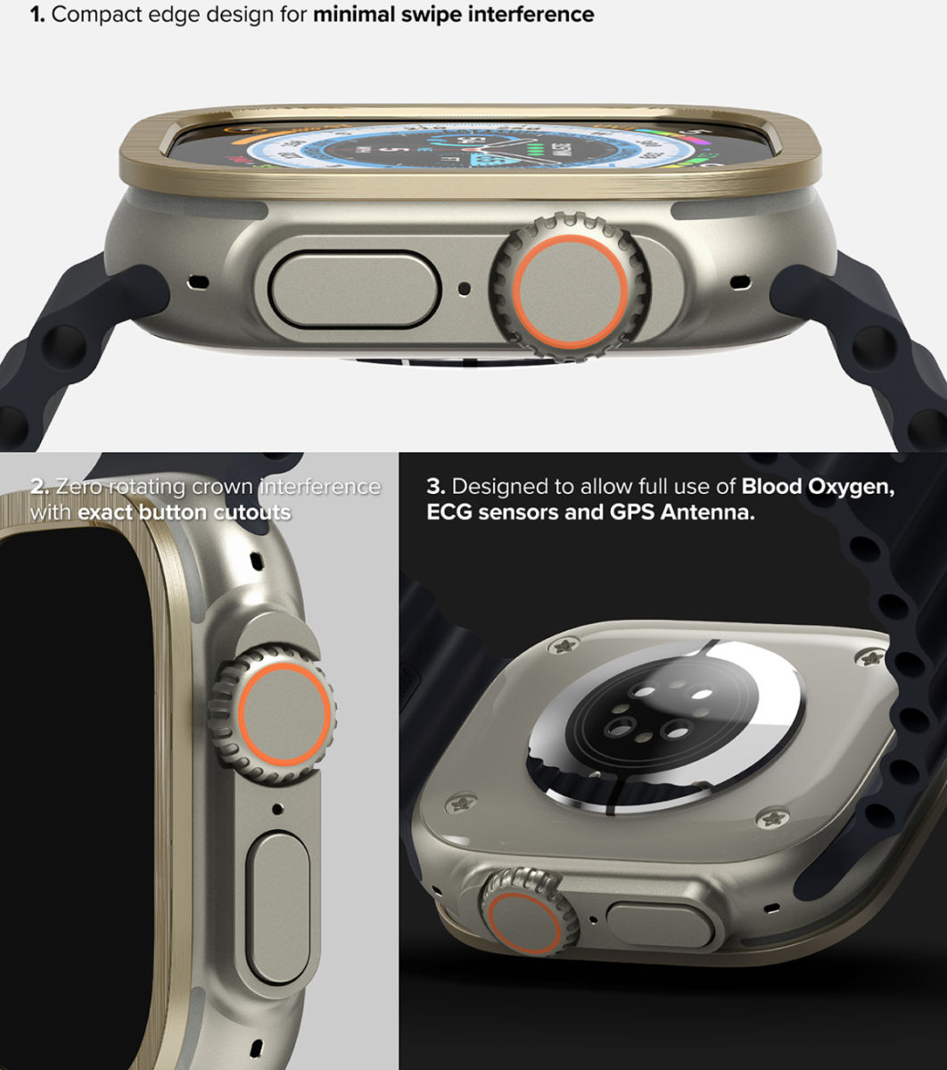 Ringke - Apple Watch Ultra/Ultra 2 Bezel Styling Goud + Tempered Glass afbeelding 11