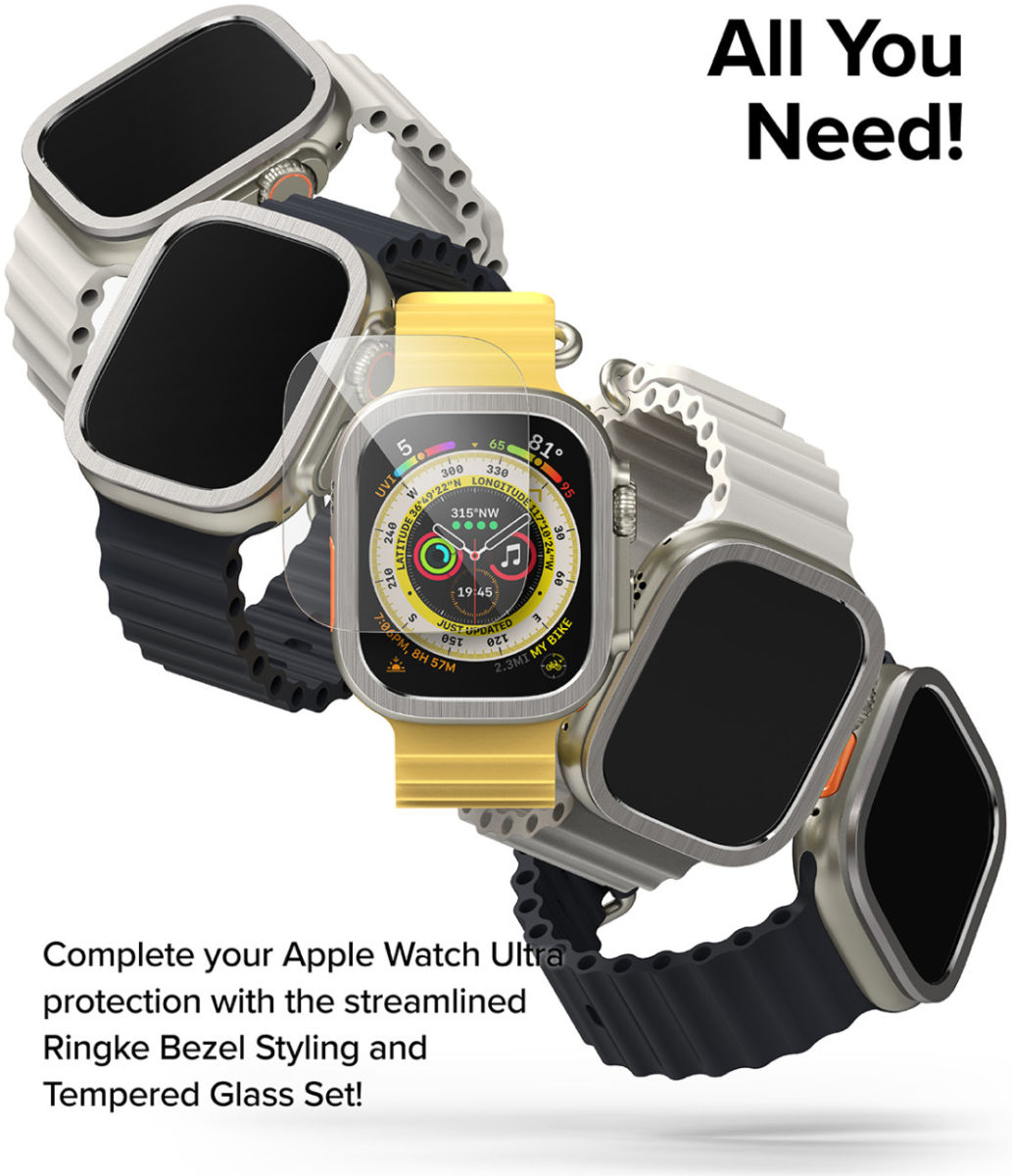 Ringke - Apple Watch Ultra/Ultra 2 Bezel Styling Goud + Tempered Glass afbeelding 12