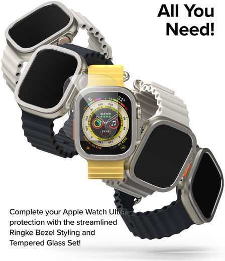 Ringke - Apple Watch Ultra/Ultra 2 Bezel Styling Goud + Tempered Glass afbeelding 12