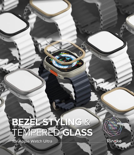 Ringke - Apple Watch Ultra/Ultra 2 Bezel Styling Goud + Tempered Glass afbeelding 17