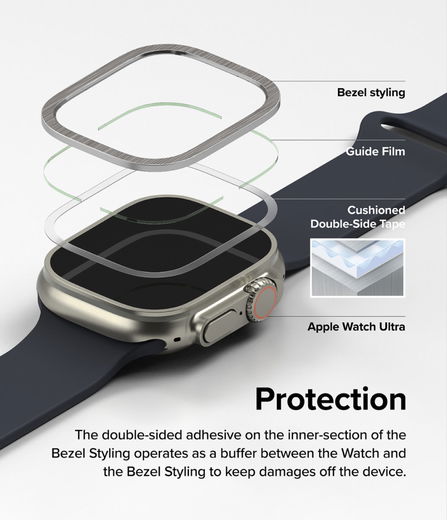 Ringke - Apple Watch Ultra/Ultra 2 Bezel Styling Goud + Tempered Glass afbeelding 4