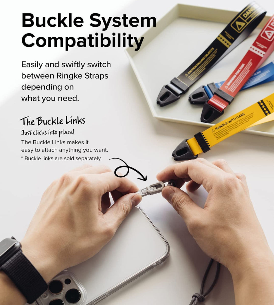 Ringke Design Hand Strap - Polsbandje voor Smartphone Black afbeelding 7