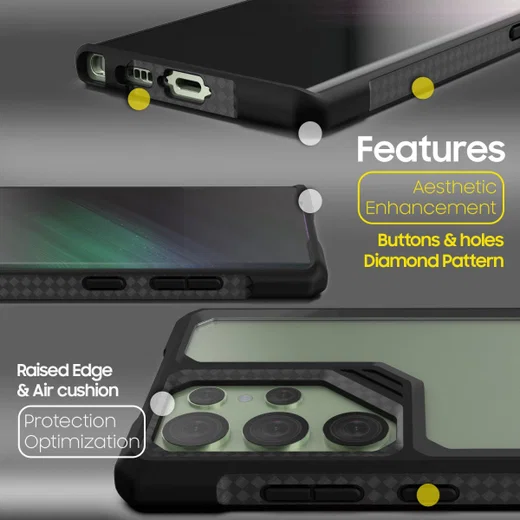 Whitestone Samsung Galaxy S23 Ultra Hoesje Hybride Back Cover Zwart afbeelding 4