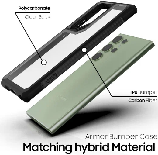 Whitestone Samsung Galaxy S23 Ultra Hoesje Hybride Back Cover Zwart afbeelding 3