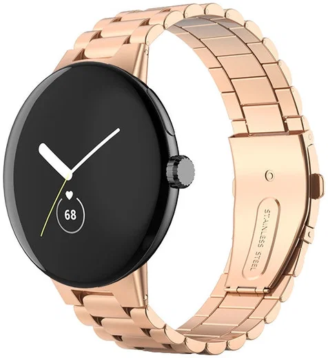 Google Pixel Watch / Watch 2 Bandje Roestvrij Staal Schakels Roze Goud afbeelding 1