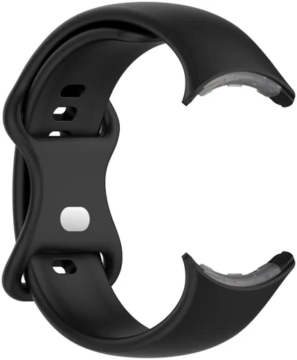 Google Pixel Watch / Watch 2 Bandje Siliconen Drukknoop Sluiting Zwart afbeelding 2