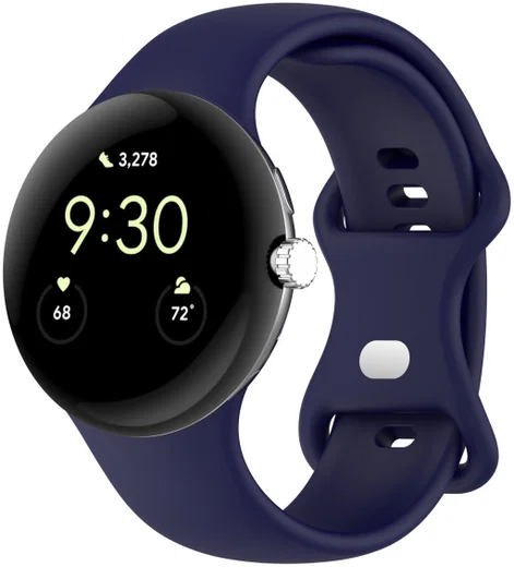Google Pixel Watch / Watch 2 Bandje Siliconen Drukknoop Sluiting Blauw afbeelding 1