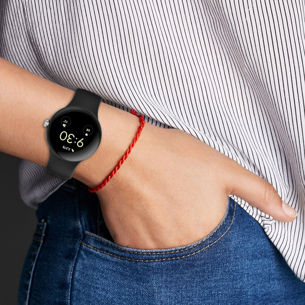 Google Pixel Watch / Watch 2 Bandje Siliconen Drukknoop Sluiting Blauw afbeelding 4