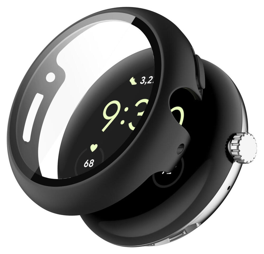 Google Pixel Watch / Watch 2 Hoesje Bumper Tempered Glass Zwart afbeelding 1