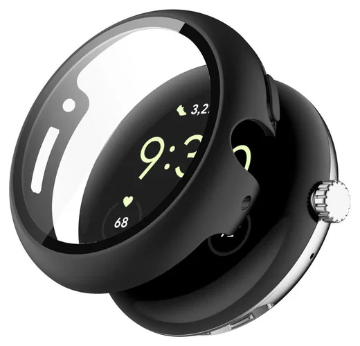 Google Pixel Watch / Watch 2 Hoesje Bumper Tempered Glass Zwart afbeelding 1