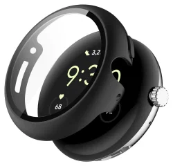 Google Pixel Watch / Watch 2 Hoesje Bumper Tempered Glass Zwart afbeelding