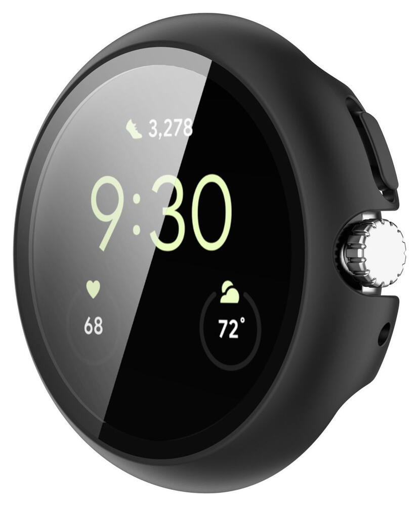 Google Pixel Watch / Watch 2 Hoesje Bumper Tempered Glass Zwart afbeelding 5