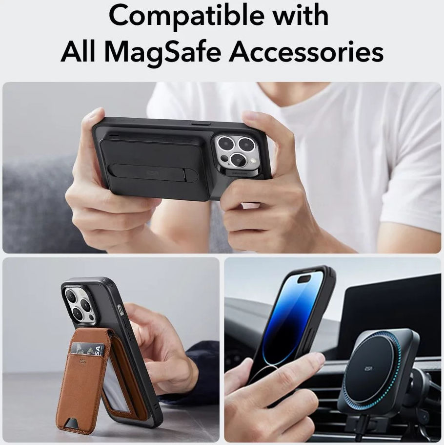 ESR Classic Hybrid HaloLock iPhone 14 Pro Hoesje MagSafe Matte Zwart afbeelding 5
