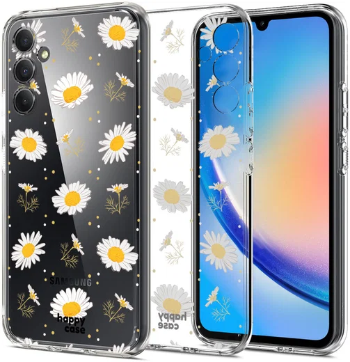 HappyCase Samsung Galaxy A34 Hoesje Flexibel TPU Bloemen Print afbeelding 2