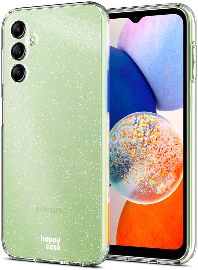 HappyCase Samsung Galaxy A14 Hoesje Flexibel TPU Glitter Print afbeelding 2