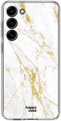 HappyCase Samsung Galaxy S23 Hoesje Flexibel TPU Wit Marmer Print afbeelding