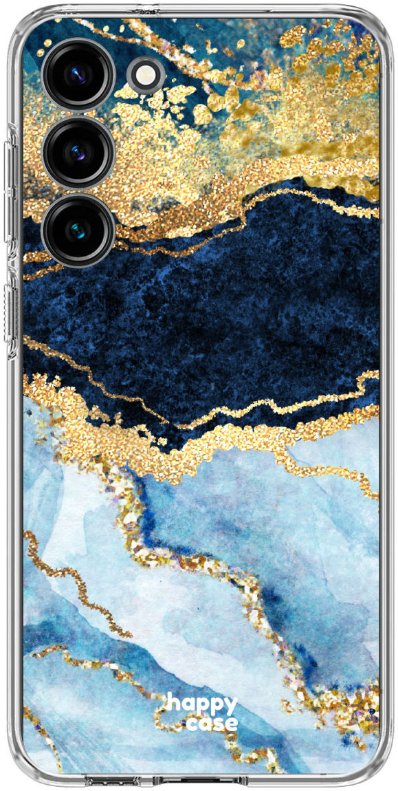 HappyCase Samsung Galaxy S23 Hoesje Flexibel TPU Blauw Marmer Print afbeelding 1