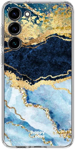 HappyCase Samsung Galaxy S23 Hoesje Flexibel TPU Blauw Marmer Print afbeelding 1