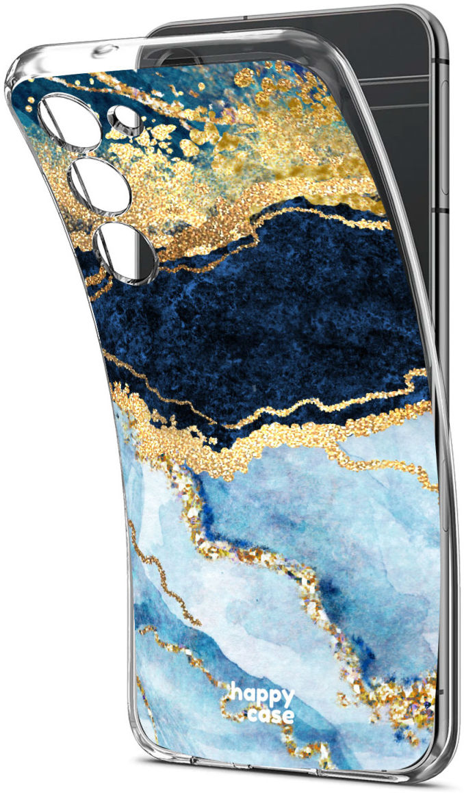 HappyCase Samsung Galaxy S23 Hoesje Flexibel TPU Blauw Marmer Print afbeelding 2