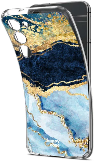 HappyCase Samsung Galaxy S23 Hoesje Flexibel TPU Blauw Marmer Print afbeelding 2