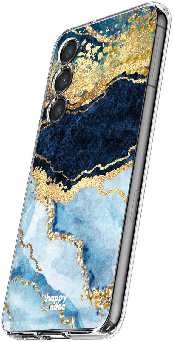 HappyCase Samsung Galaxy S23 Hoesje Flexibel TPU Blauw Marmer Print afbeelding 5