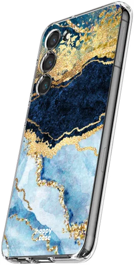 HappyCase Samsung Galaxy S23 Hoesje Flexibel TPU Blauw Marmer Print afbeelding 5