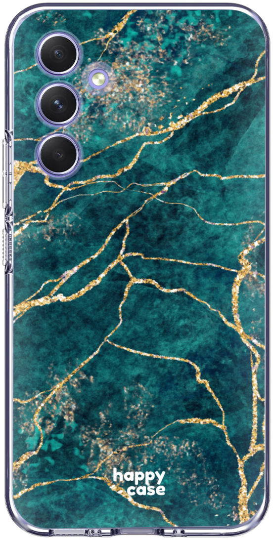 HappyCase Samsung Galaxy A54 Hoesje Flexibel TPU Aqua Marmer Print afbeelding 1