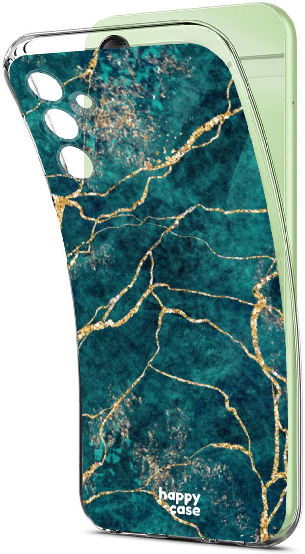 HappyCase Samsung Galaxy A14 Hoesje Flexibel TPU Aqua Marmer Print afbeelding 4