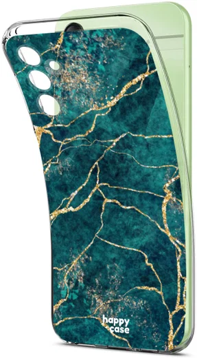 HappyCase Samsung Galaxy A14 Hoesje Flexibel TPU Aqua Marmer Print afbeelding 4