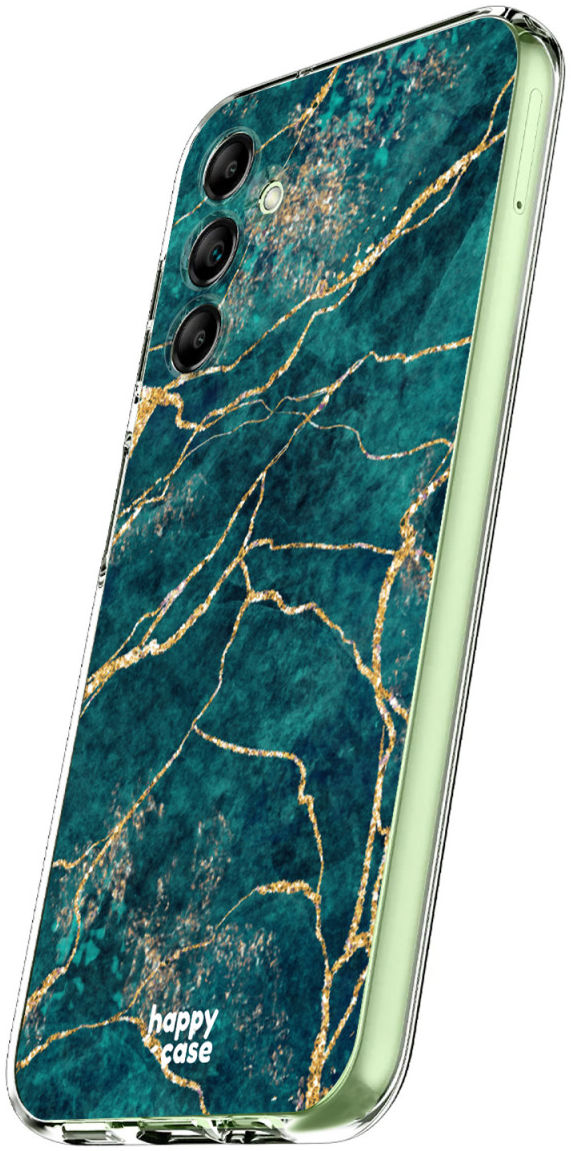 HappyCase Samsung Galaxy A14 Hoesje Flexibel TPU Aqua Marmer Print afbeelding 5